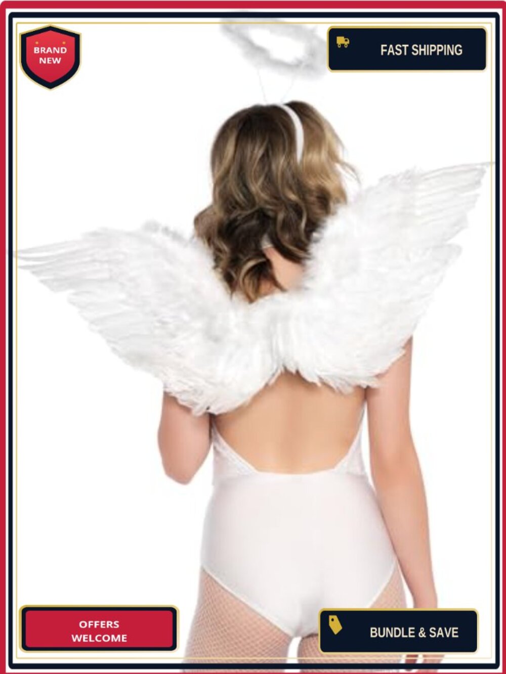Feathered Angel Wings and Halo Costume Accessory Kit